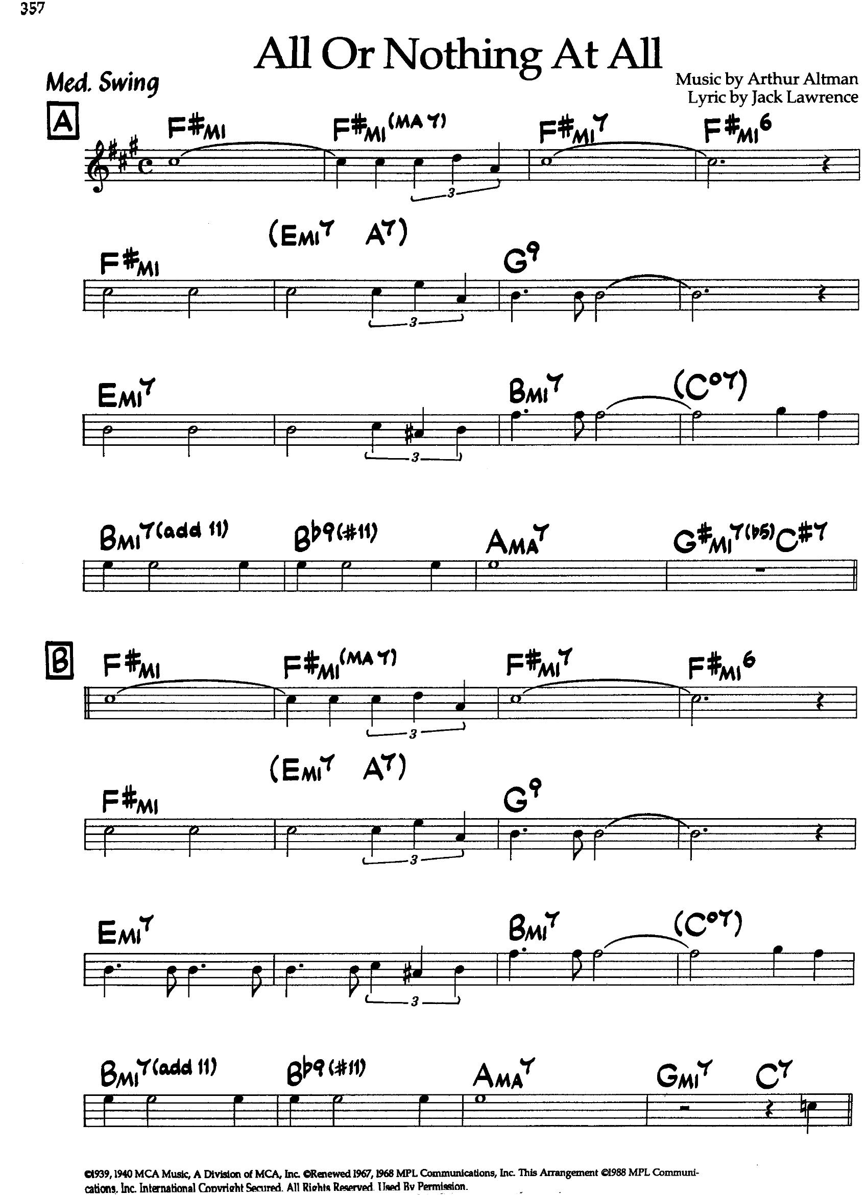 All Or Nothing At All — Arthur Altman All Or Nothing At All — Arthur Altman