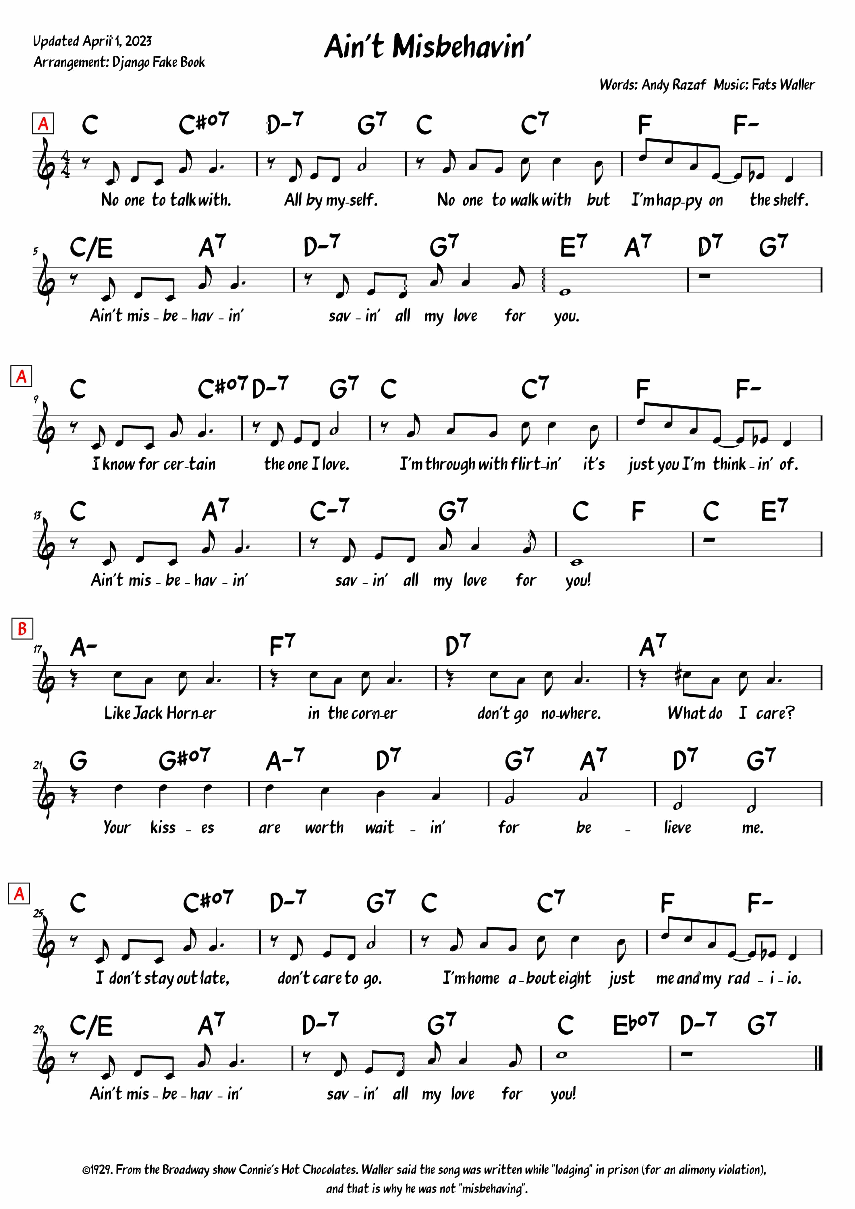 Ain't Misbehavin' Ain't Misbehavin'
