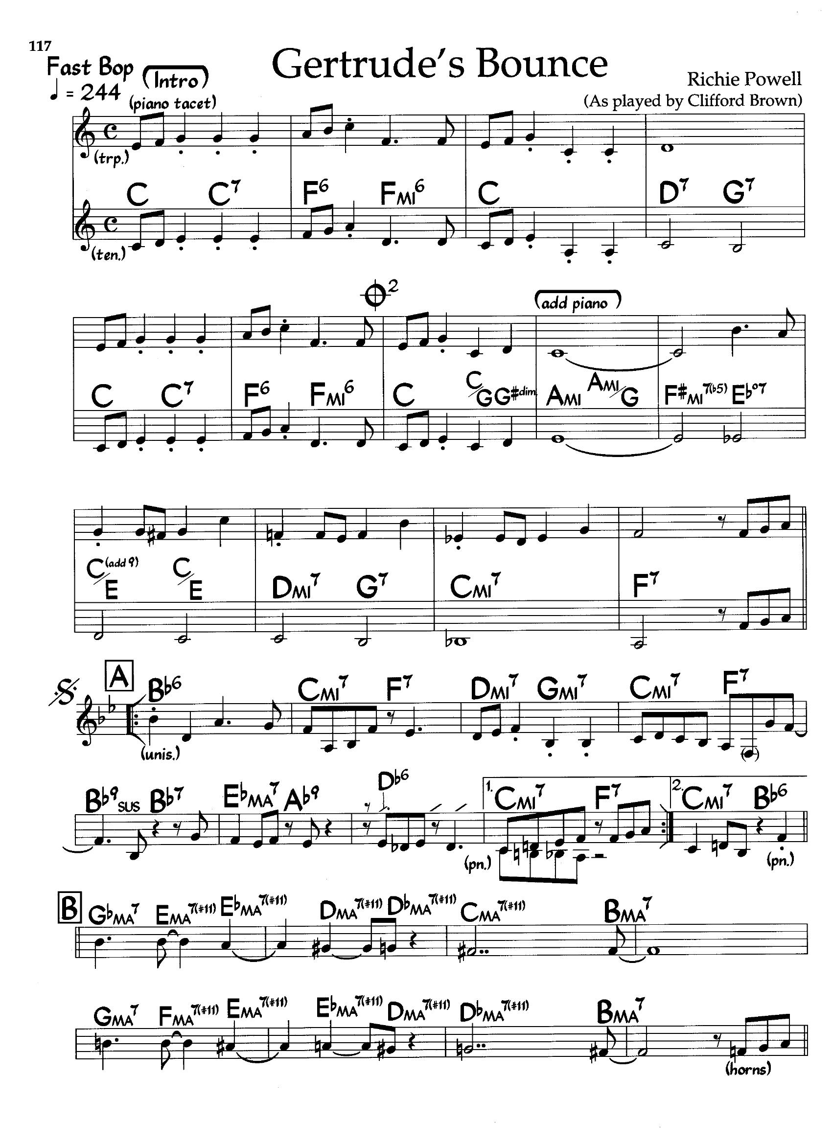 Gertrude's Bounce — Clifford Brown Gertrude's Bounce — Clifford Brown