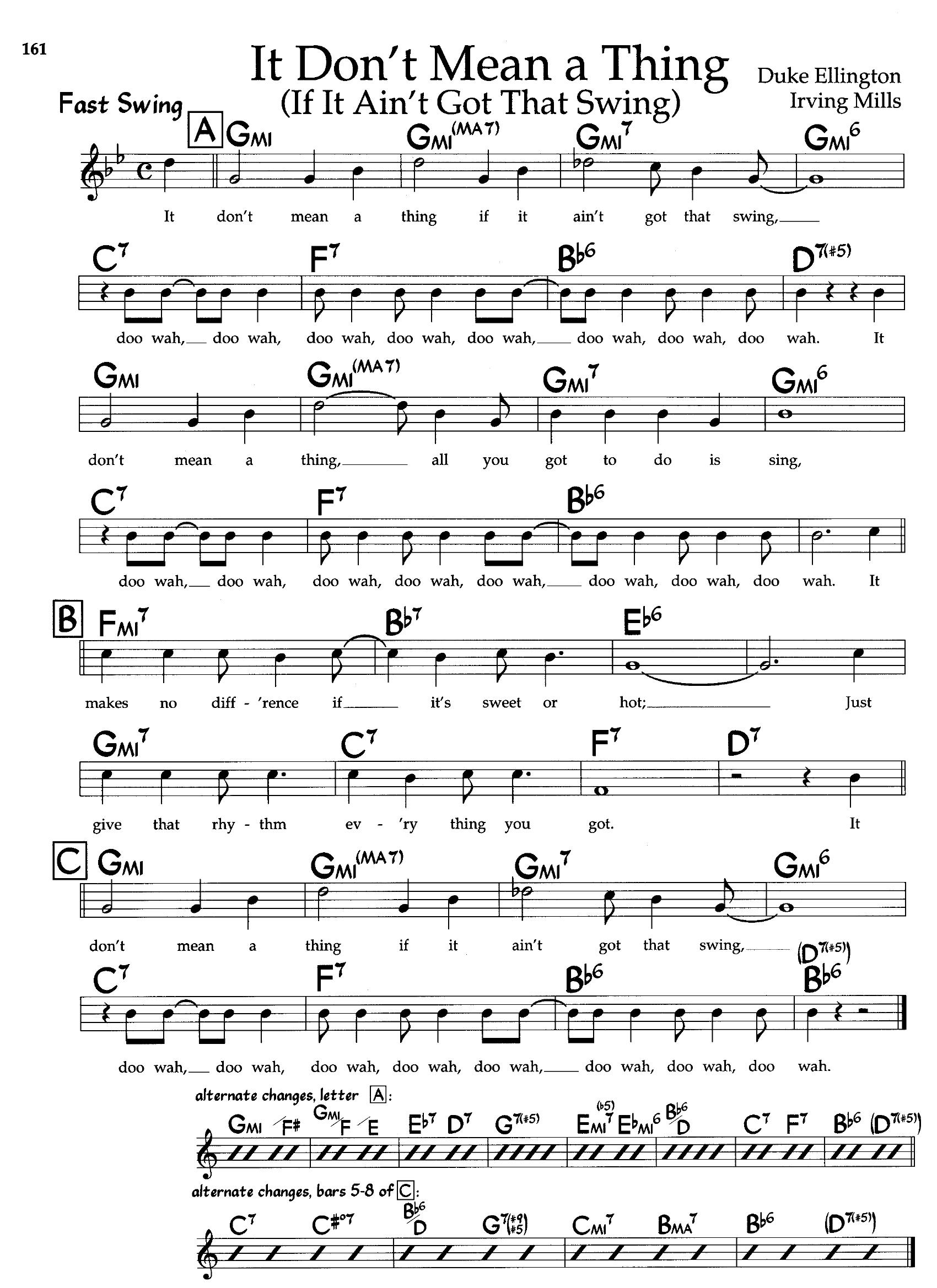 It Don’t Mean A Thing (If It Ain’t Got That Swing) — Duke Ellington It Don’t Mean A Thing (If It Ain’t Got That Swing) — Duke Ellington