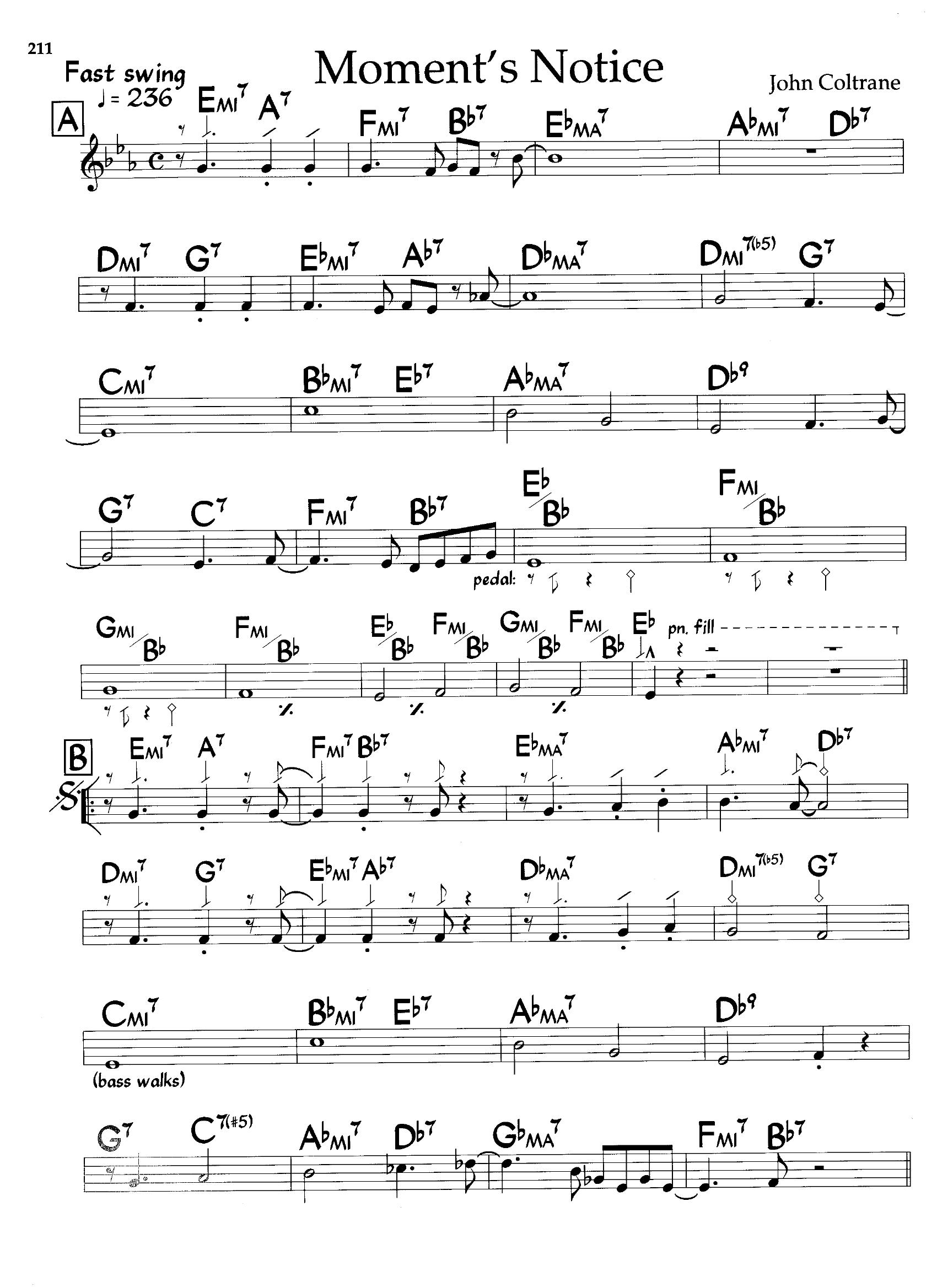 Moment’s Notice — John Coltrane Moment’s Notice — John Coltrane
