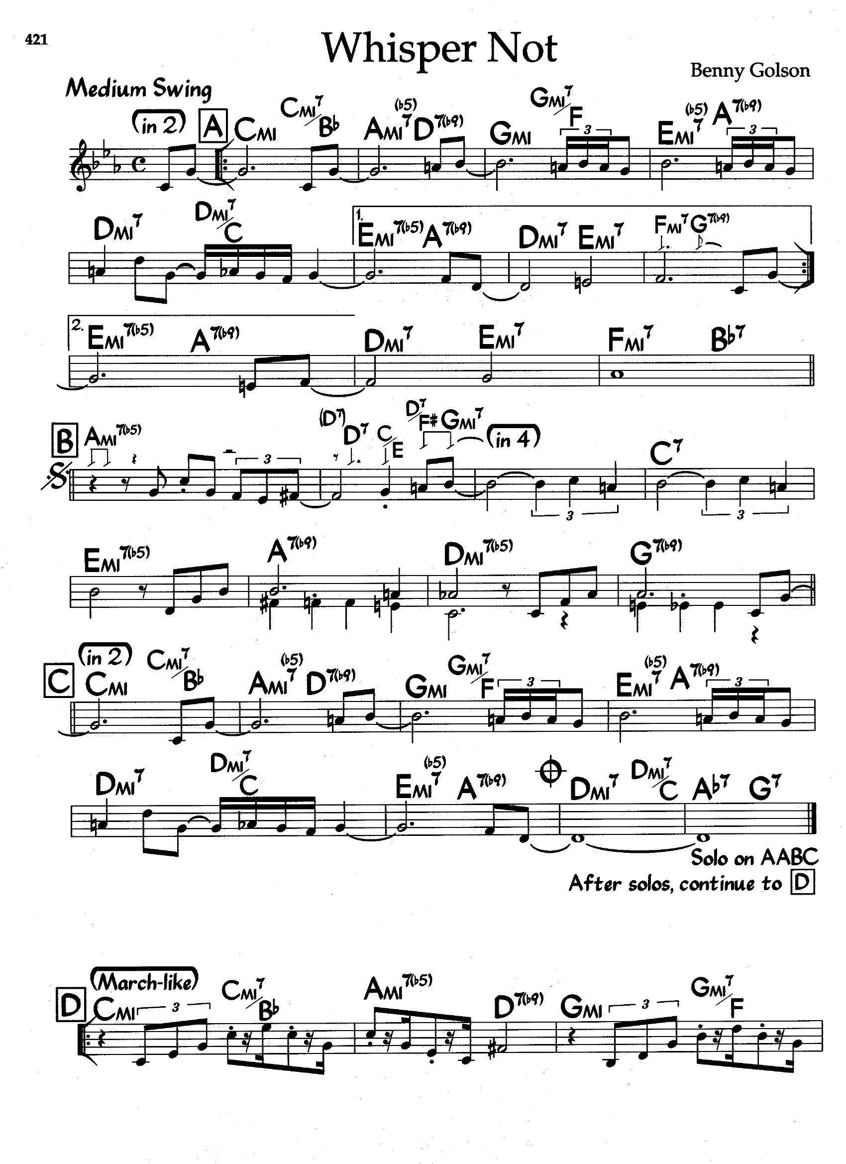 Whisper Not — Benny Golson Whisper Not — Benny Golson