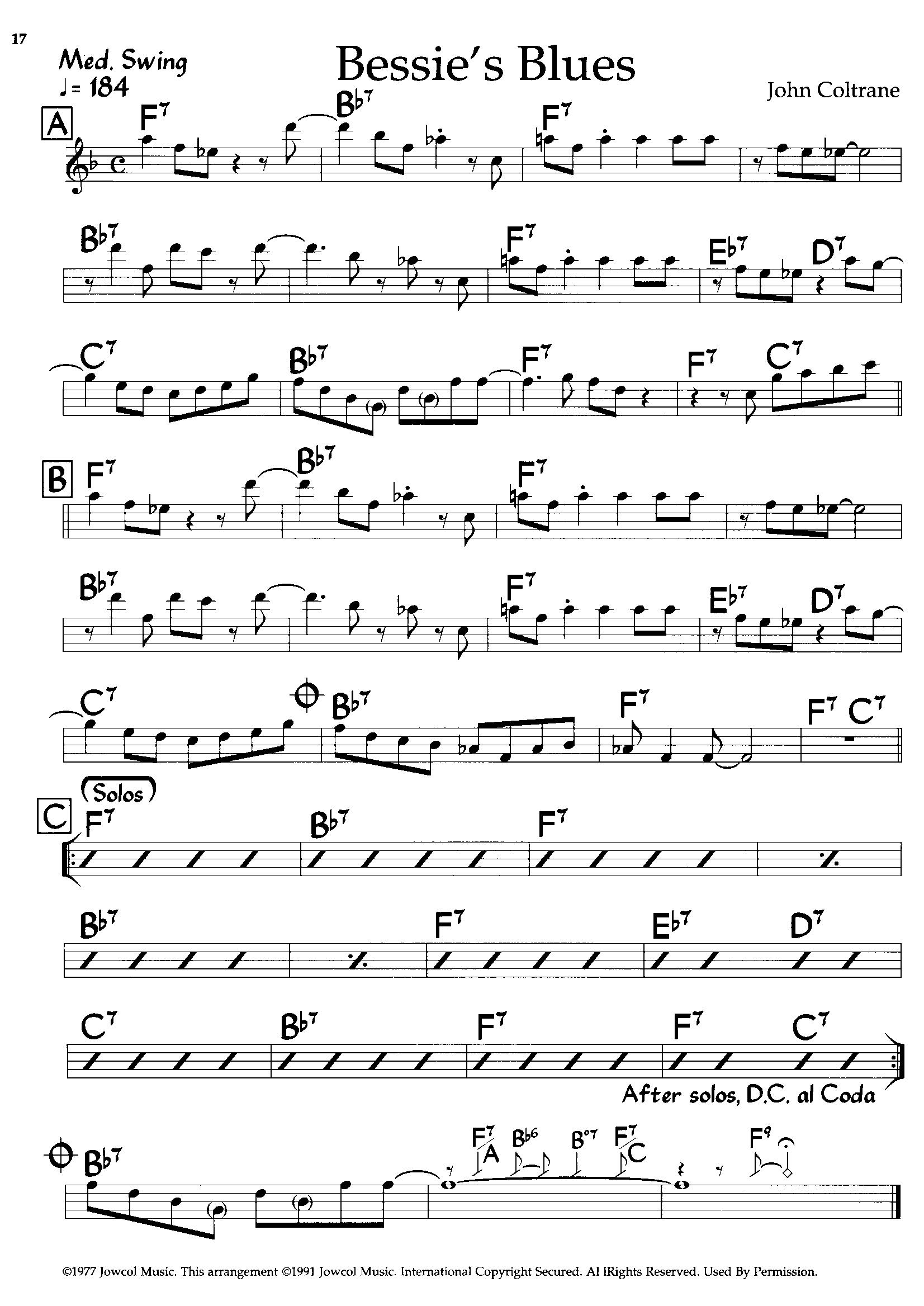 Bessie's Blues — John Coltrane Bessie's Blues — John Coltrane