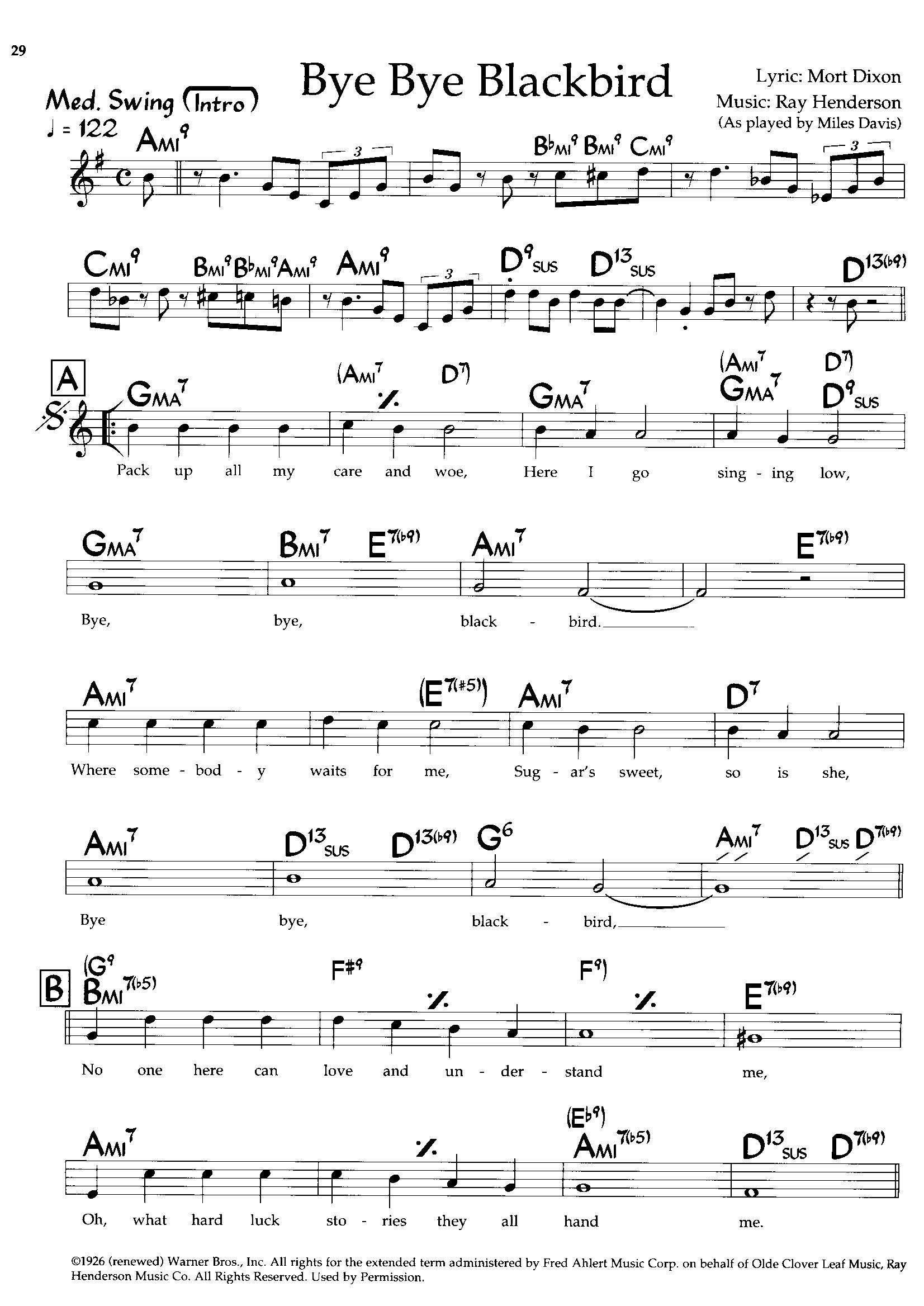 Bye Bye Blackbird — Miles Davis Bye Bye Blackbird — Miles Davis