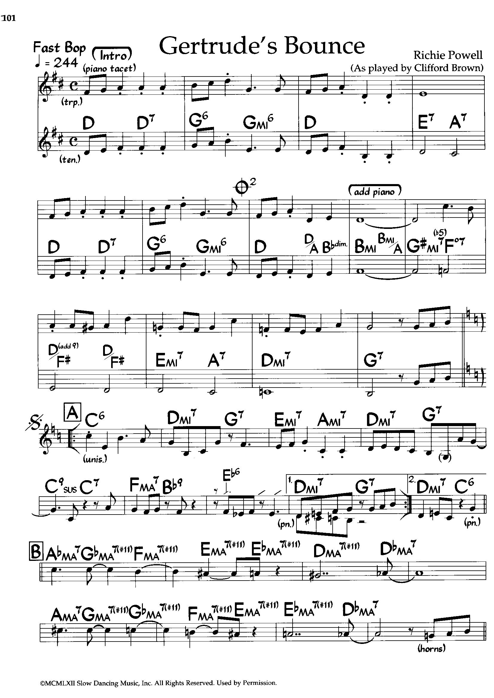 Gertrude's Bounce — Clifford Brown Gertrude's Bounce — Clifford Brown