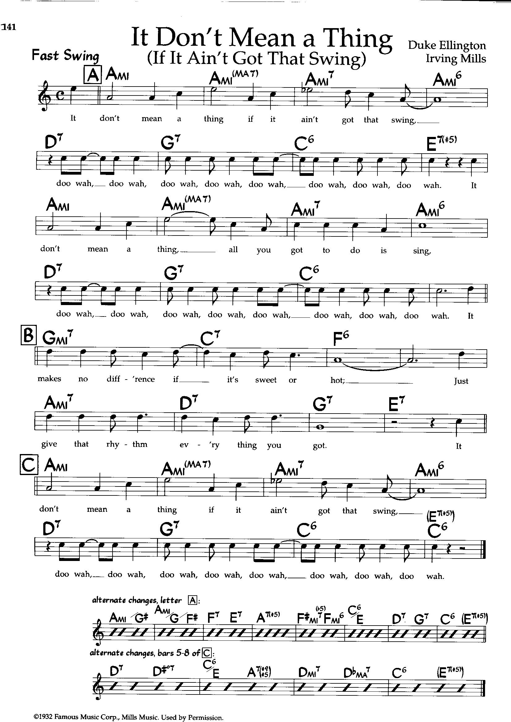 It Don’t Mean A Thing (If It Ain't Got That Swing) — Duke Ellington It Don’t Mean A Thing (If It Ain't Got That Swing) — Duke Ellington