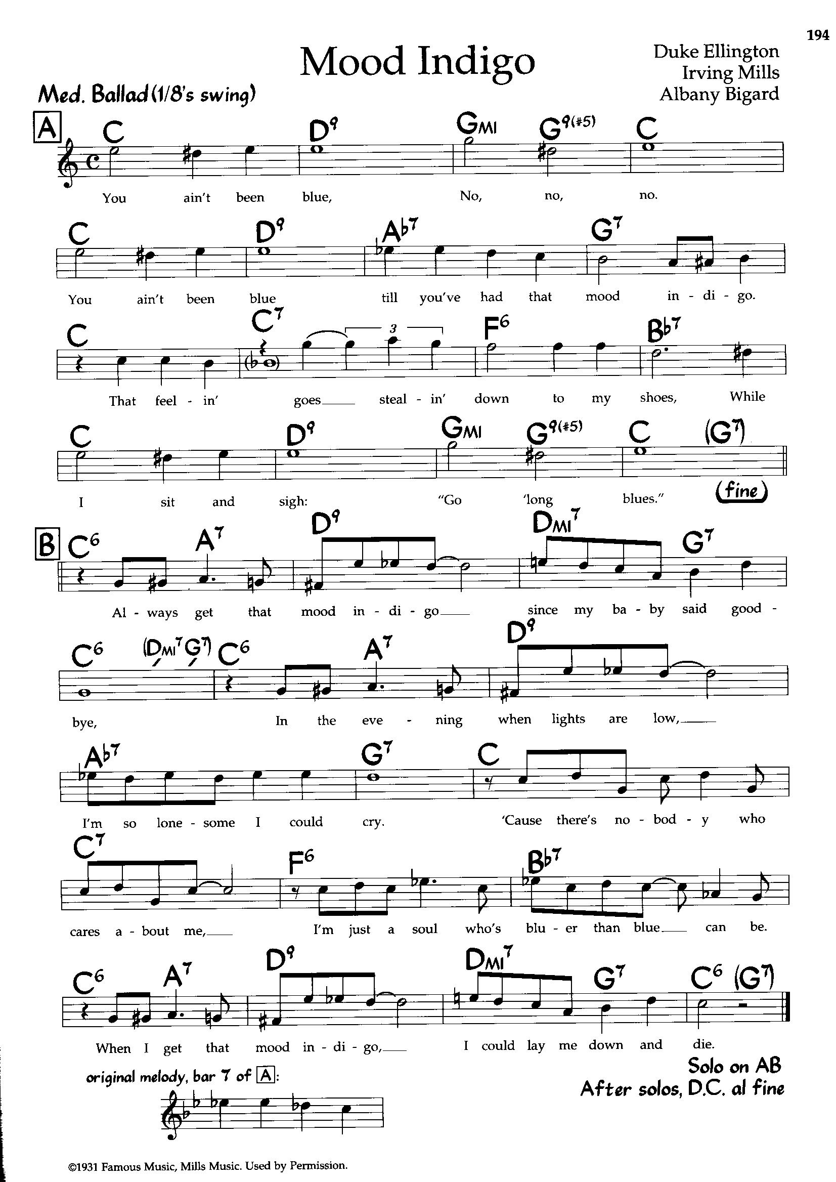 Mood Indigo — Duke Ellington Mood Indigo — Duke Ellington