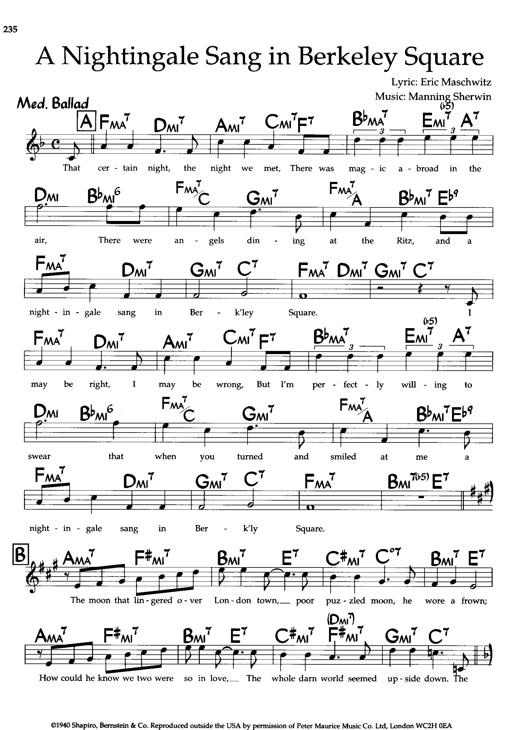 A Nightingale Sang In Berkeley Square A Nightingale Sang In Berkeley Square
