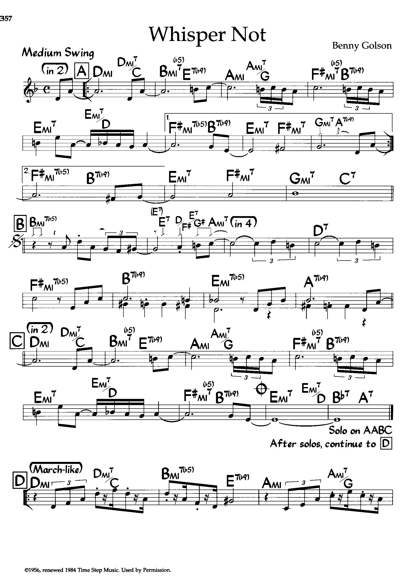 Whisper Not — Benny Golson Whisper Not — Benny Golson