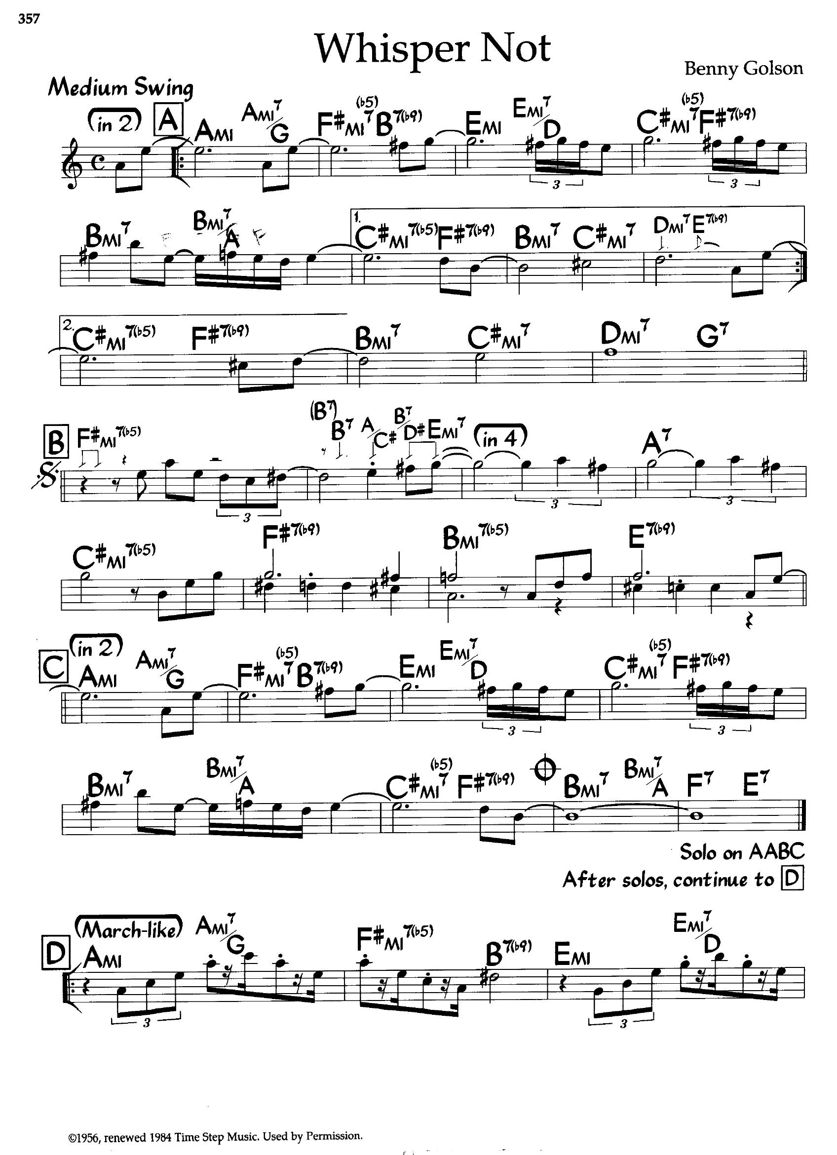 Whisper Not — Benny Golson Whisper Not — Benny Golson