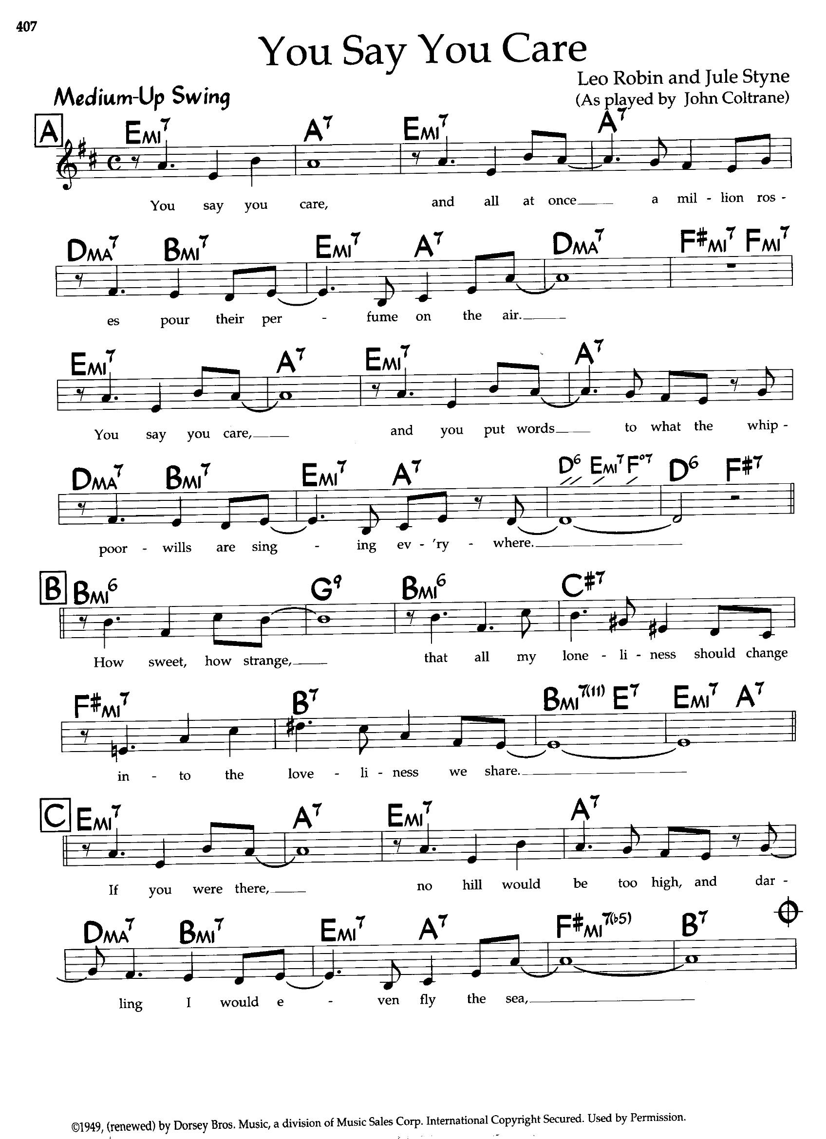 You Say You Care — John Coltrane You Say You Care — John Coltrane