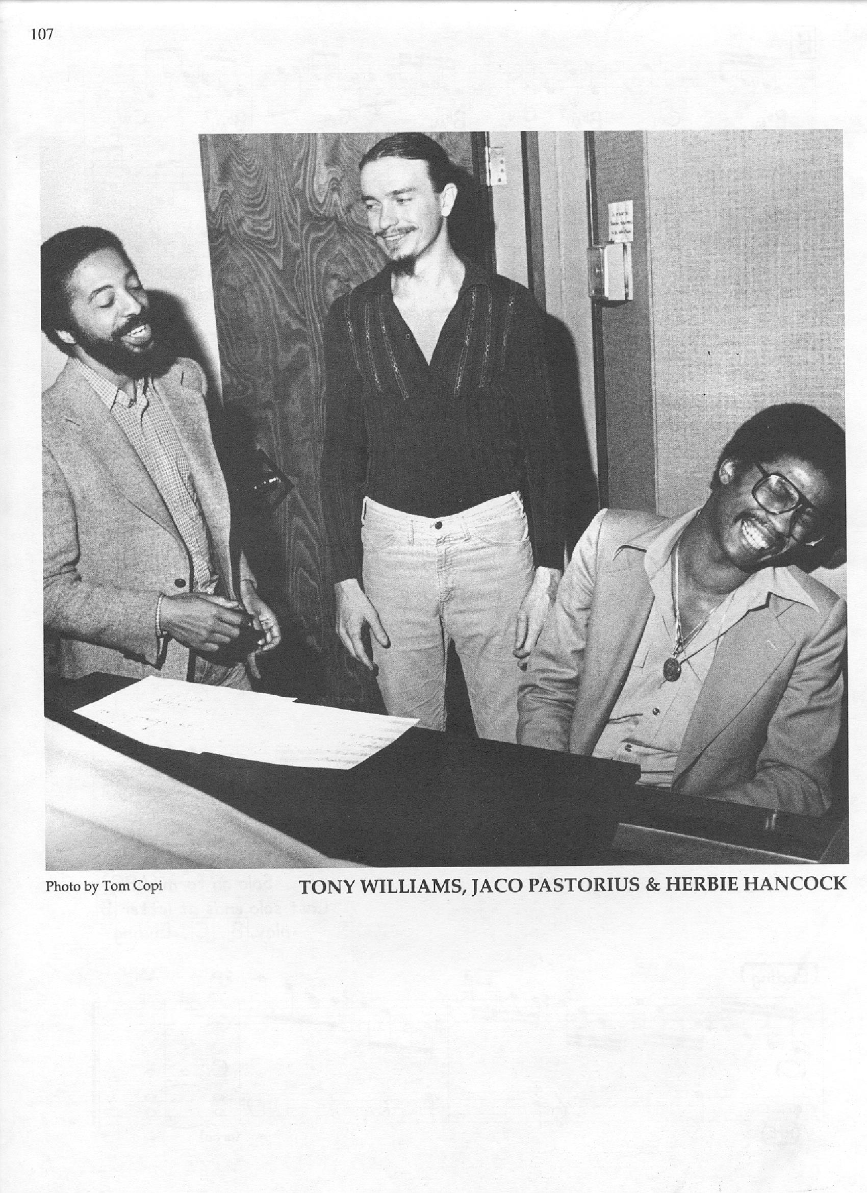 Photo of musicians — Tony Williams, Jaco Pastorius & Herbie Hancock Photo of musicians — Tony Williams, Jaco Pastorius & Herbie Hancock