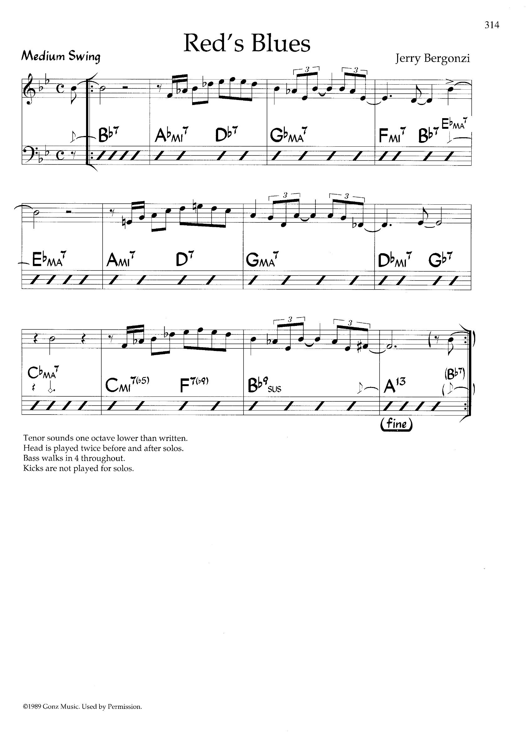 Red's Blues — Jerry Bergonzi Red's Blues — Jerry Bergonzi