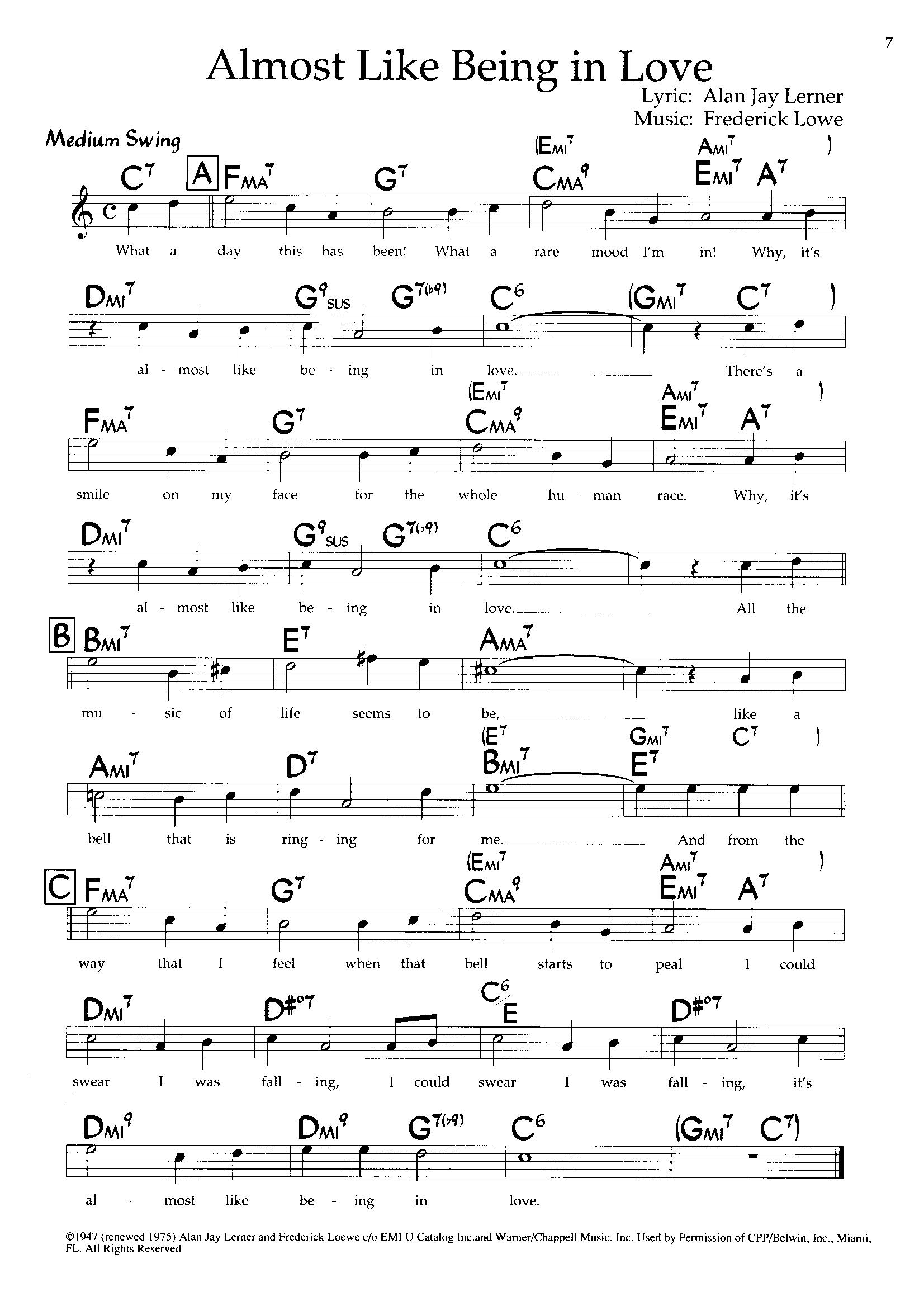 Almost Like Being In Love — Frederick Lowe Almost Like Being In Love — Frederick Lowe