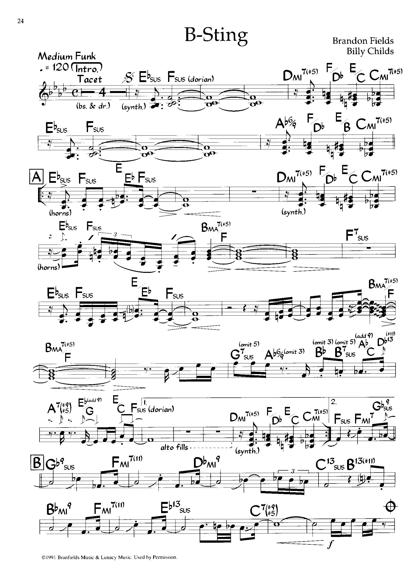 B-sting — Brandon Fields & Billy Childs B-sting — Brandon Fields & Billy Childs