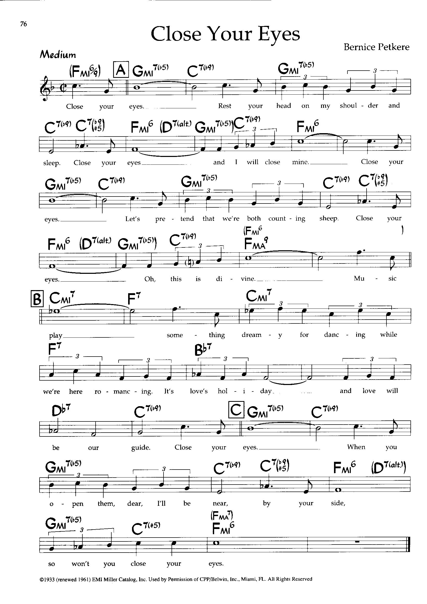 Close Your Eyes — Bernice Petkere Close Your Eyes — Bernice Petkere