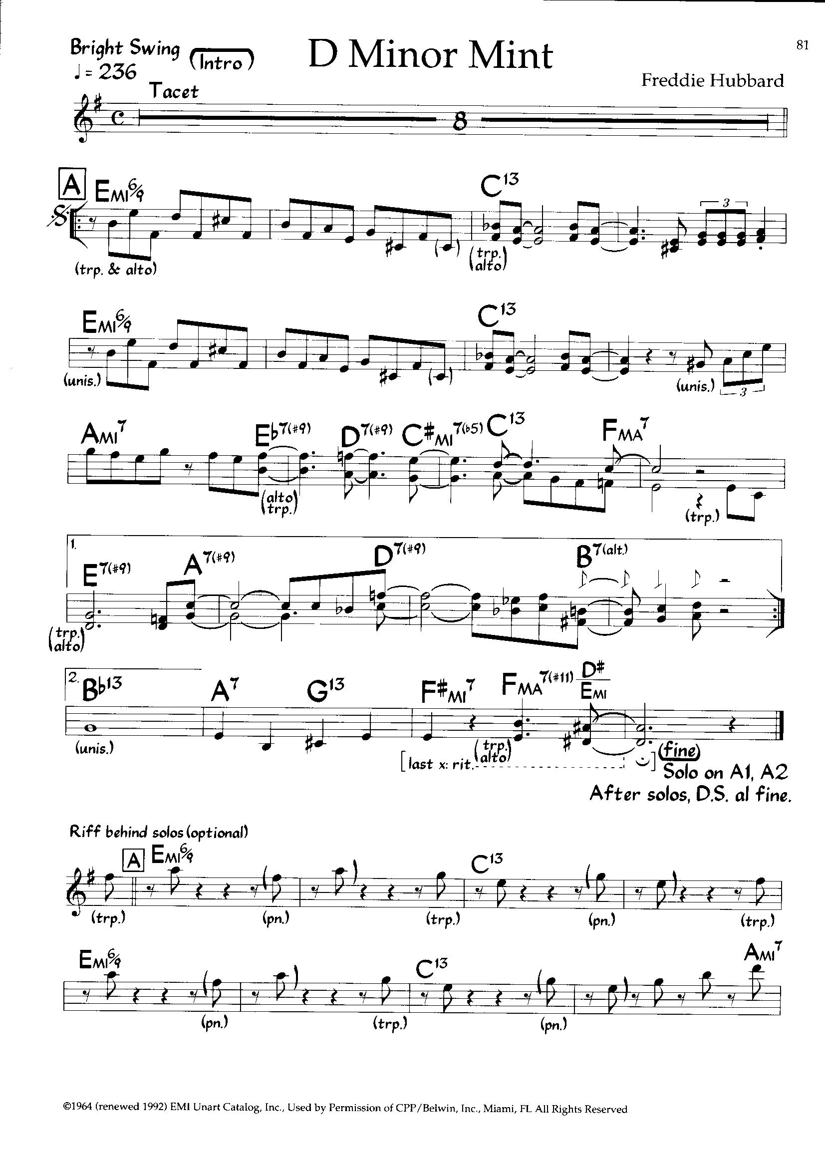 D Minor Mint — Freddie Hubbard D Minor Mint — Freddie Hubbard