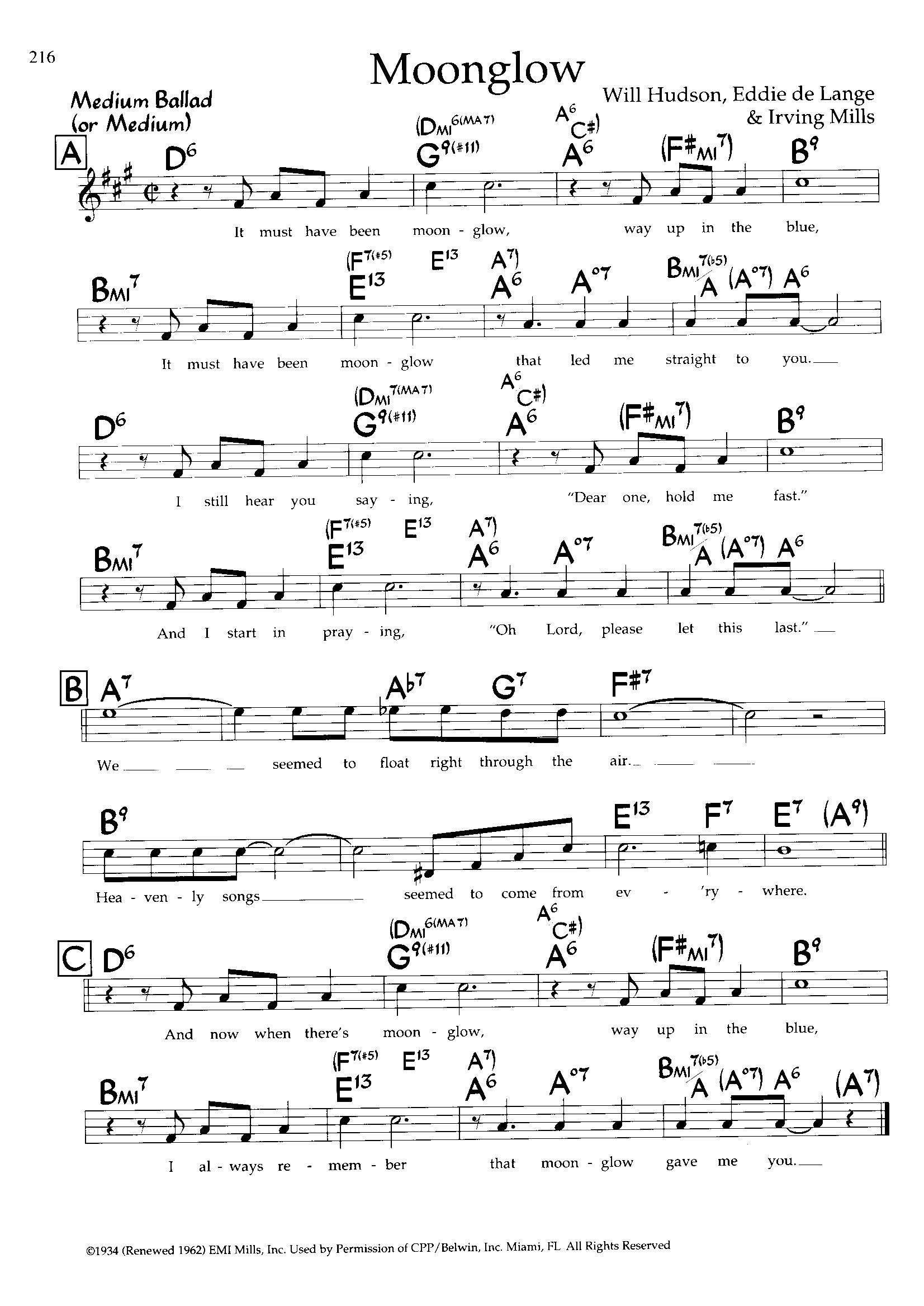 Moonglow — Will Hudson, Eddie de Lange & Irving Mills Moonglow — Will Hudson, Eddie de Lange & Irving Mills