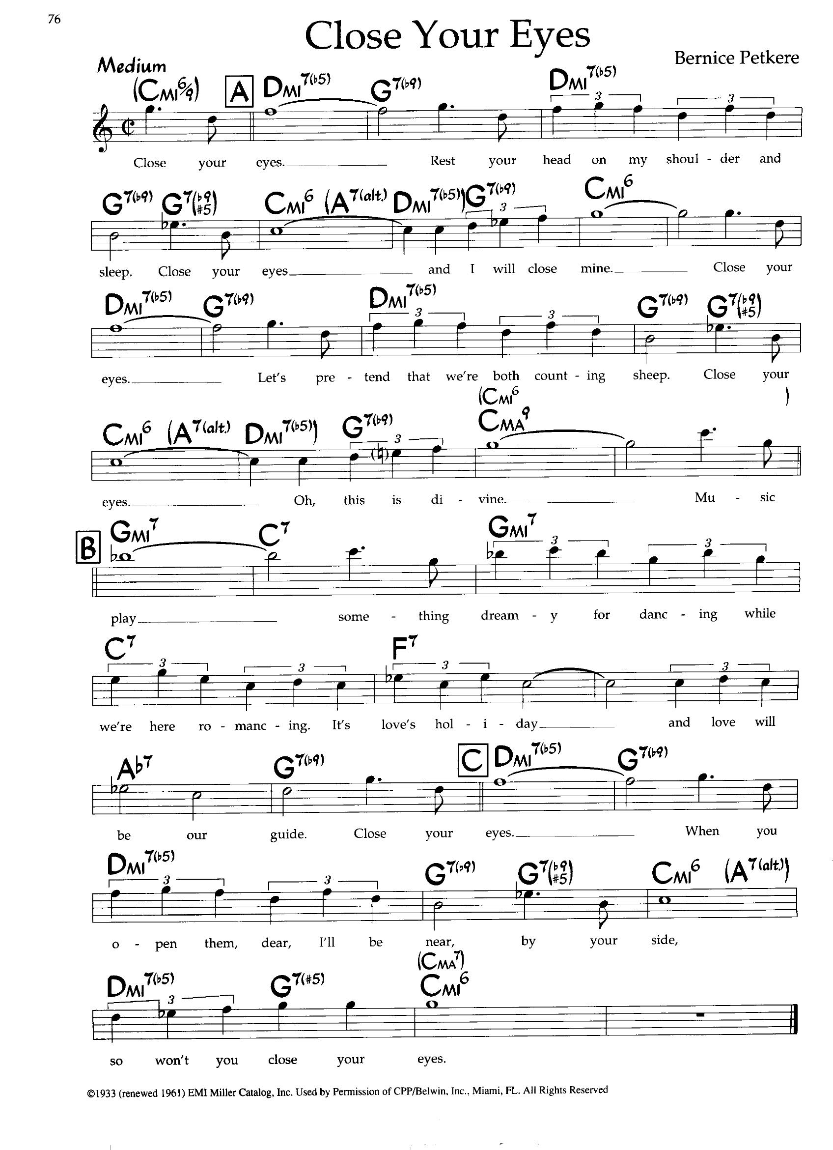 Close Your Eyes — Bernice Petkere Close Your Eyes — Bernice Petkere