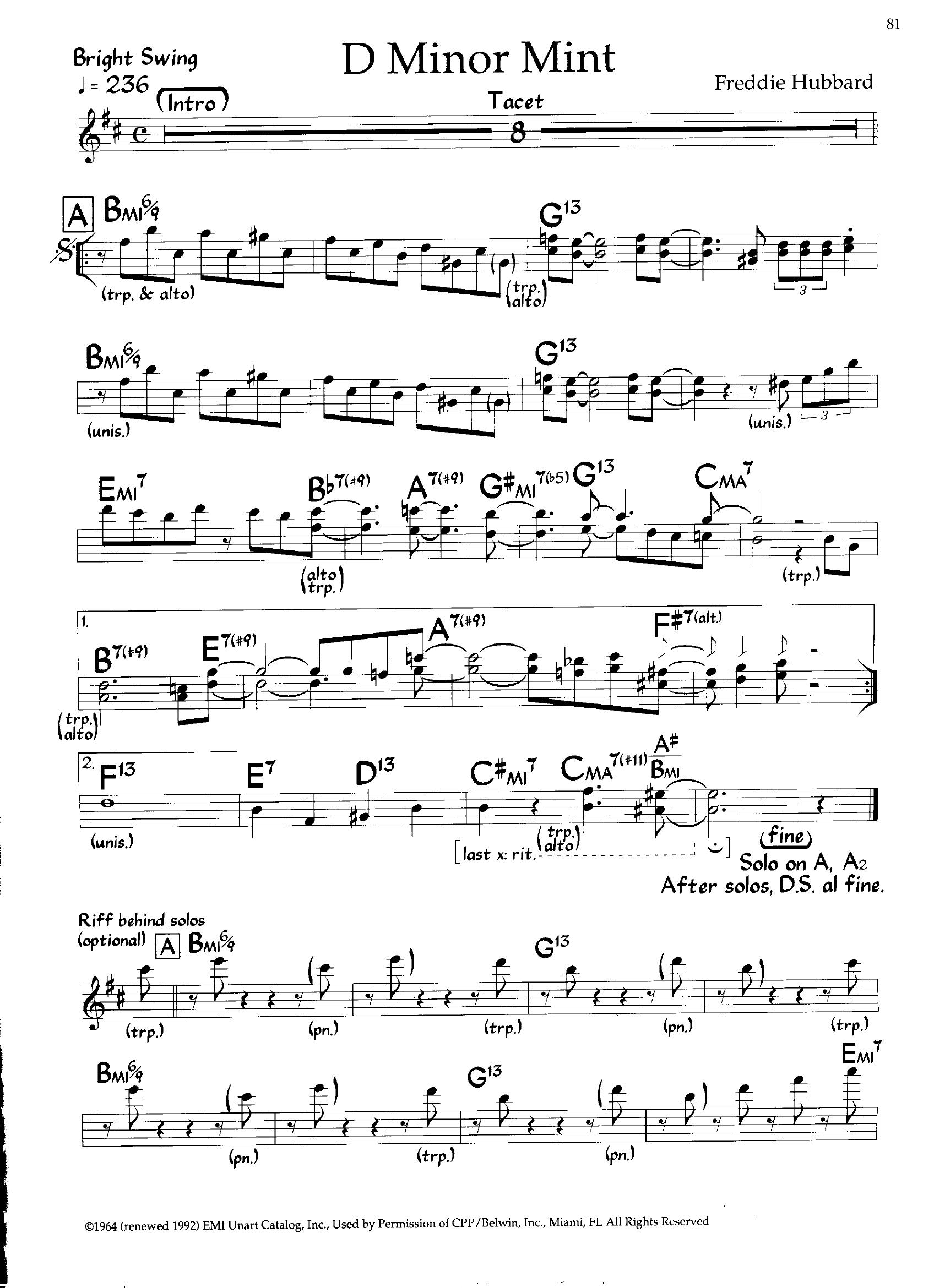 D Minor Mint — Freddie Hubbard D Minor Mint — Freddie Hubbard