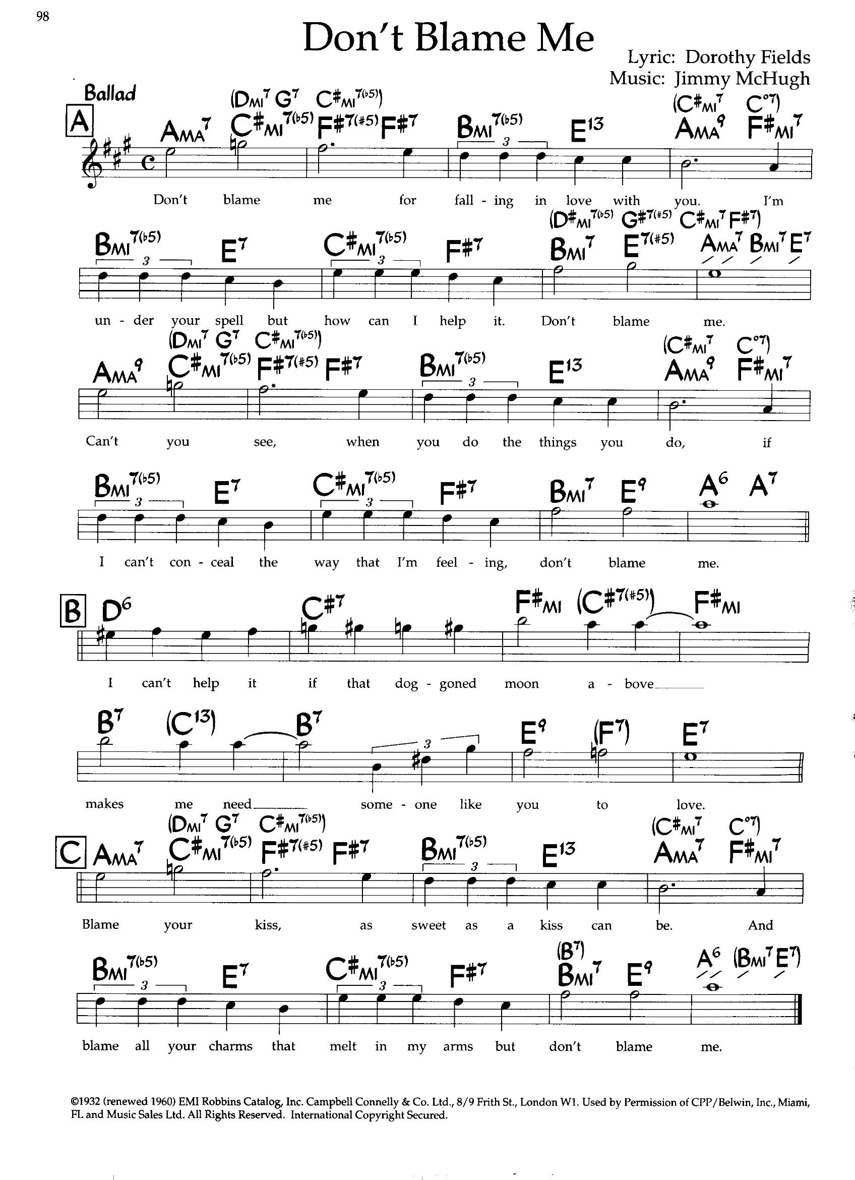 Don't Blame Me — Jimmy McHugh Don't Blame Me — Jimmy McHugh
