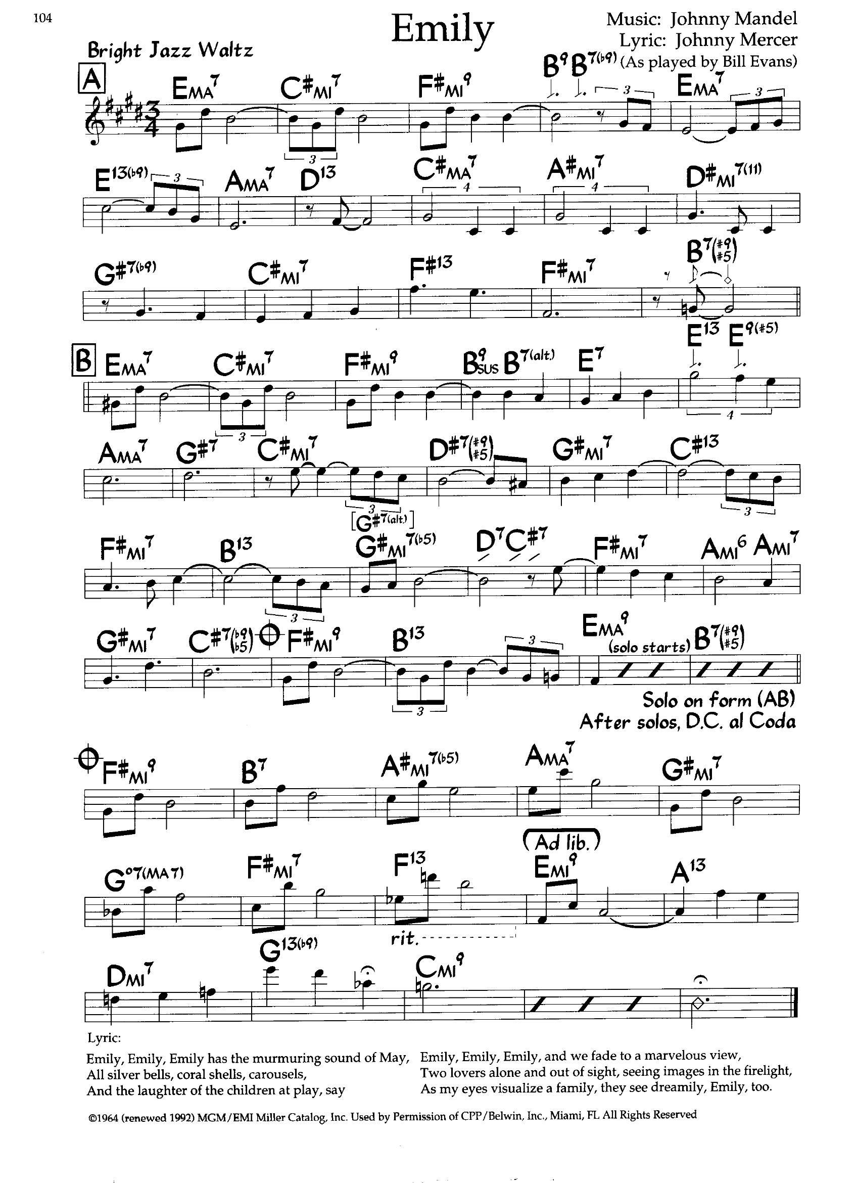 Emily — Bill Evans Emily — Bill Evans