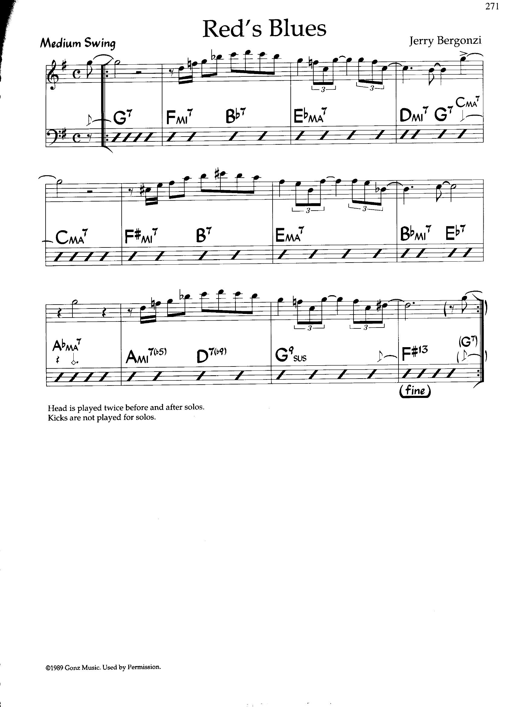 Red's Blues — Jerry Bergonzi Red's Blues — Jerry Bergonzi