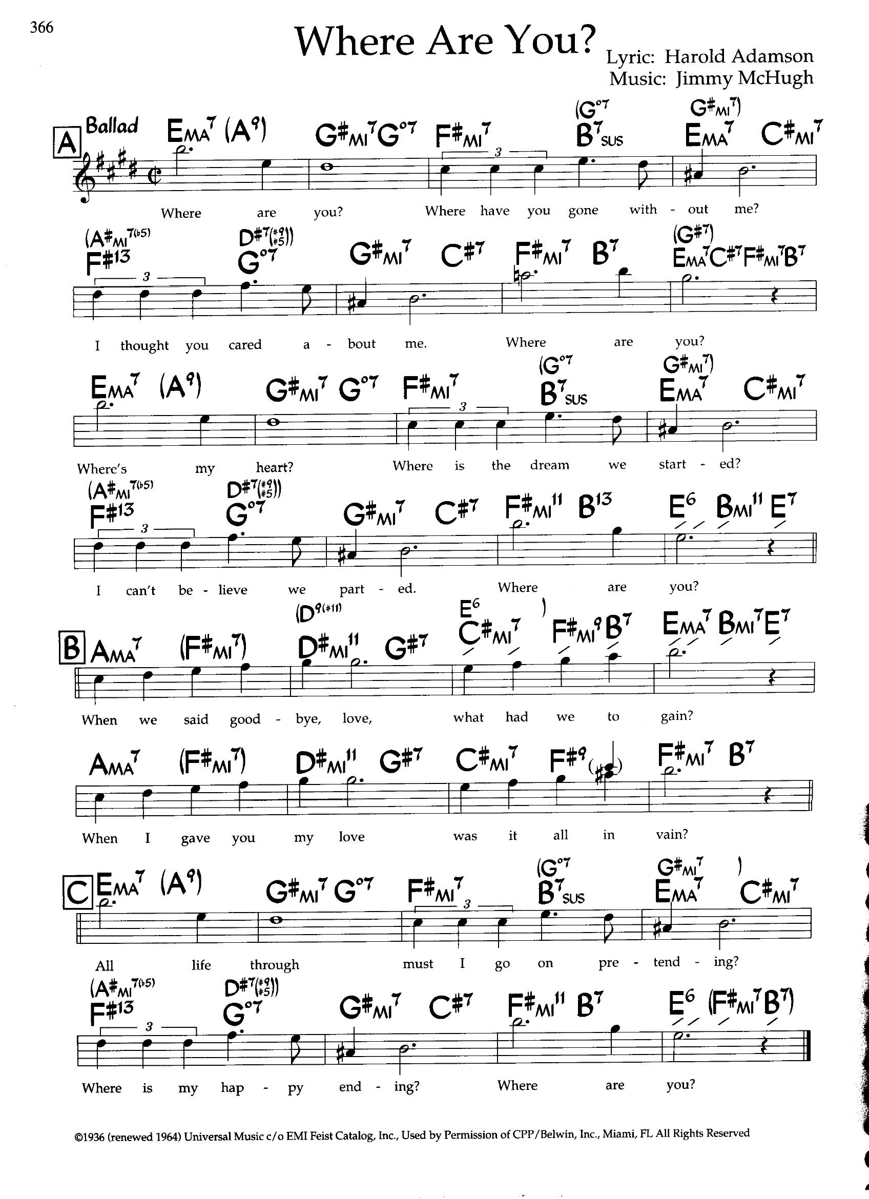 Where Are You? — Jimmy McHugh Where Are You? — Jimmy McHugh