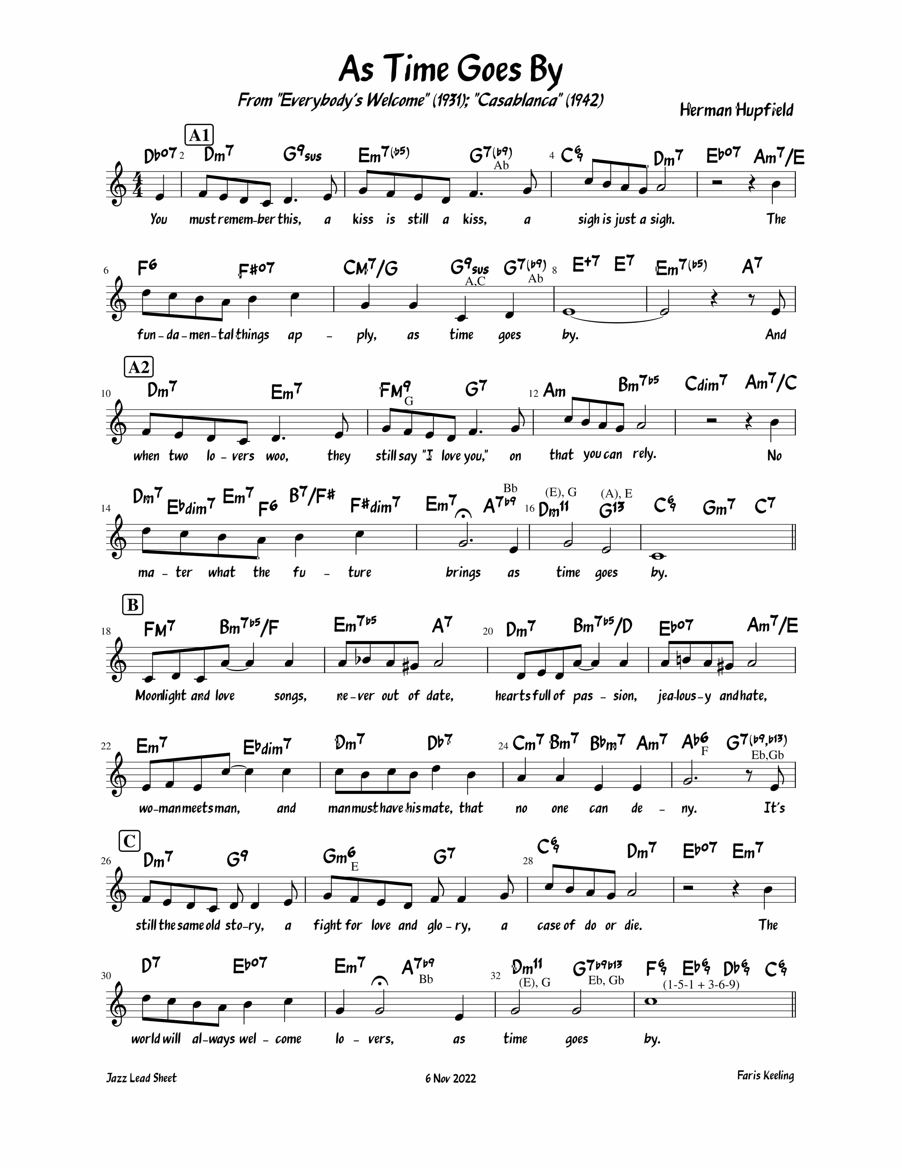 As Time Goes By — Hupfeld Herman As Time Goes By — Hupfeld Herman