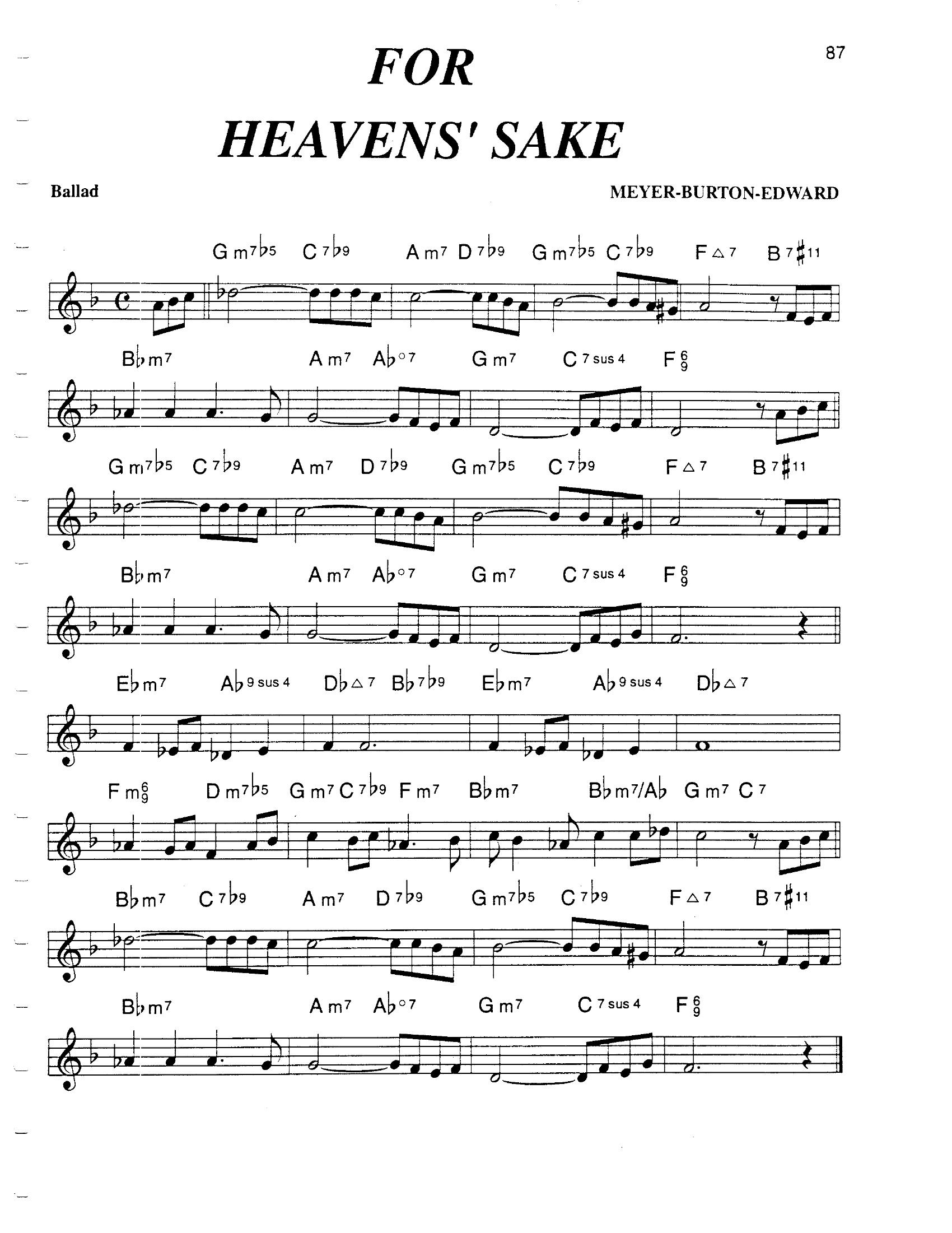 For Heavens' Sake For Heavens' Sake