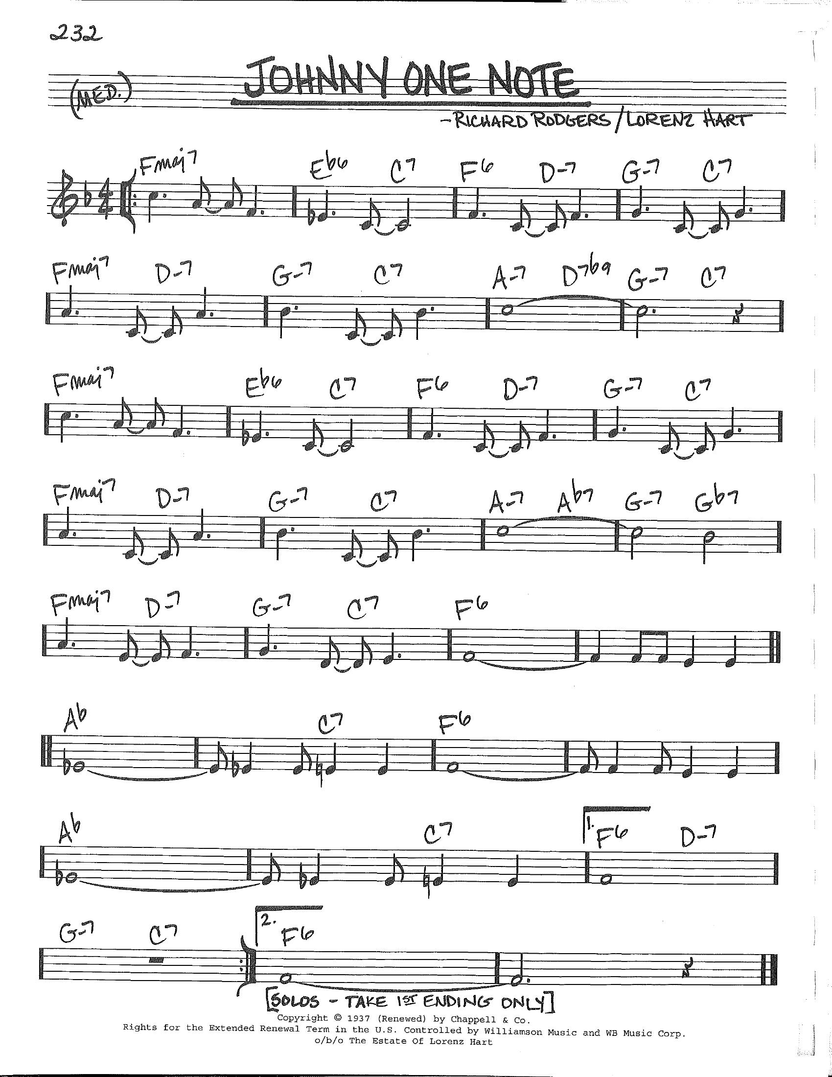 Johnny One Note Johnny One Note